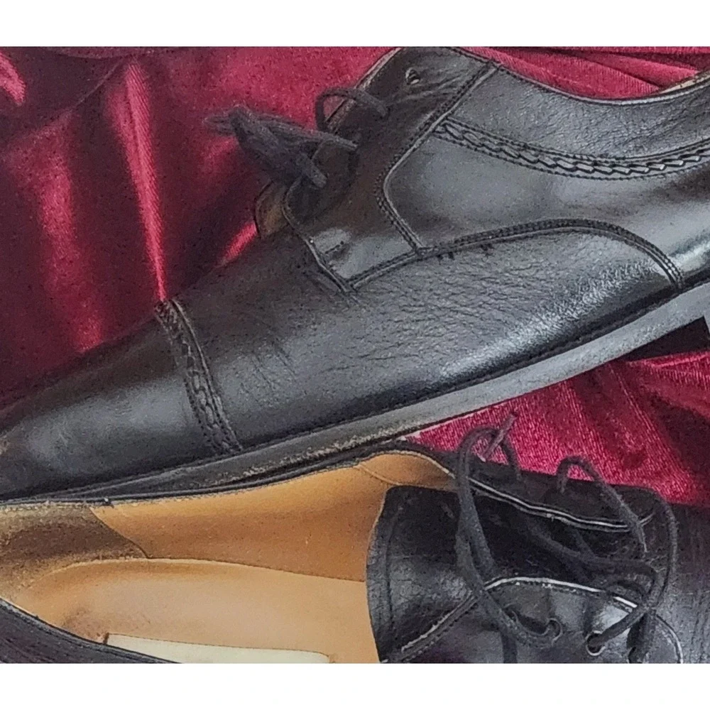 9 Men Leather OXFORD SHOES 50s 60s 70s Executive Dad LACE UP MORMON SALESMAN